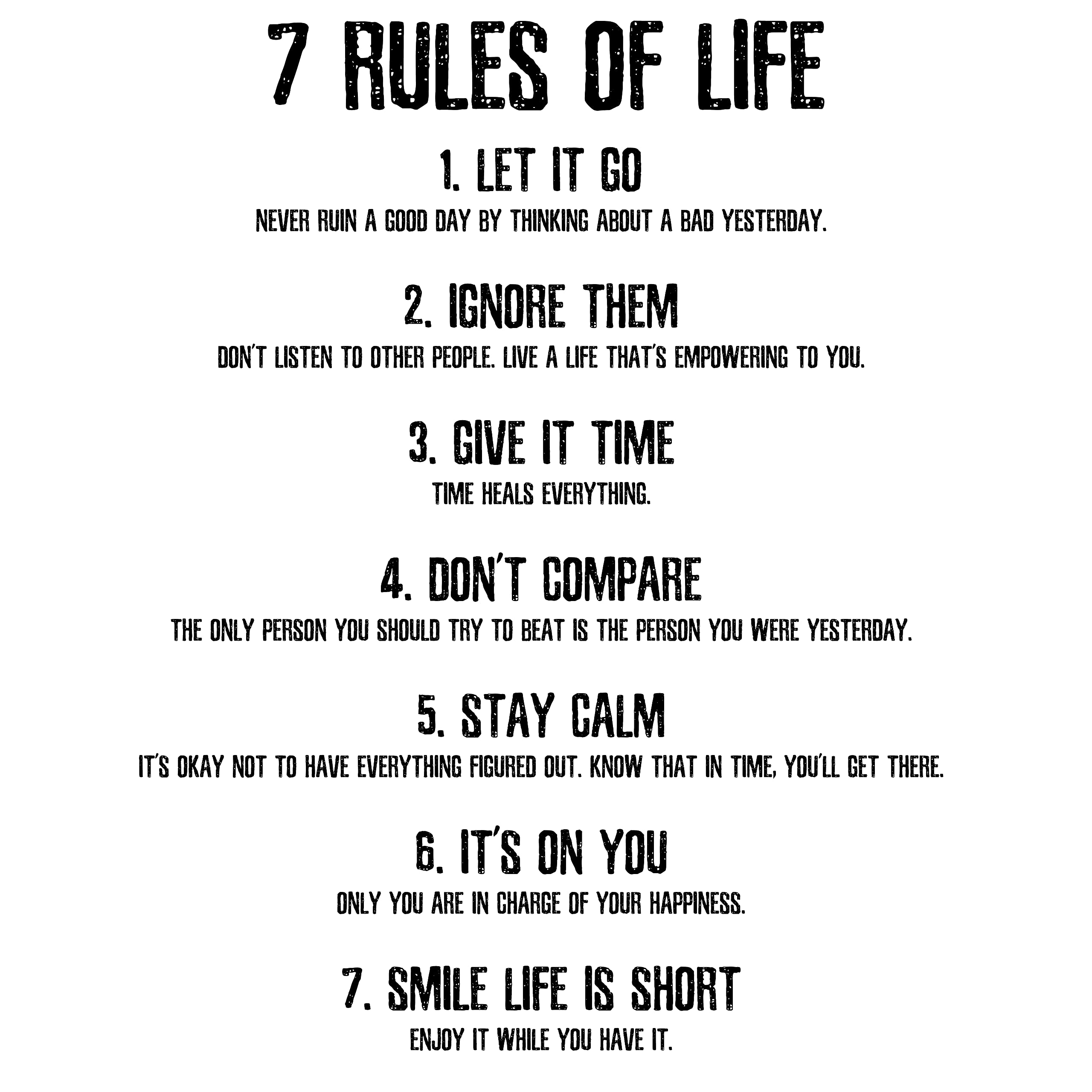 Inspirational Wall Decals Quotes Large Removable Motivational Vinyl Wall Quotes Stickers 7 Rules of Life Positive Word Sayings S
