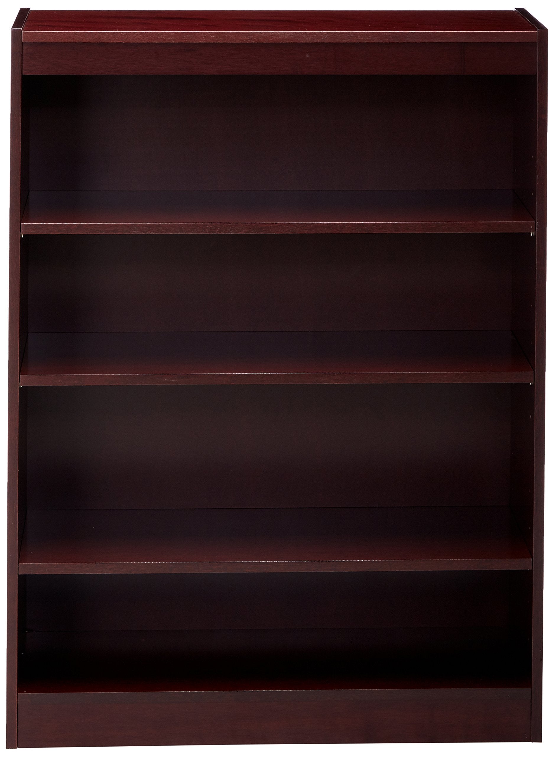 Lorell 4-Shelf Panel Mahogany Bookcase, 36&quot; x 12&quot; x 48&quot;