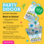 Big Dot Of Happiness Back To School - Square Favor Gift Boxes - First Day Of School Classroom Decorations Bow Boxes - Set Of 12