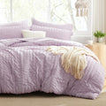 Love'S Cabin Seersucker Lavender 7 Pieces Comforter Set Full, All Season Bedding Set, Full Bed In A Bag Comforter Set With Comforter, Flat Sheet, Fitted Sheet, Pillowcase And Pillow Sham