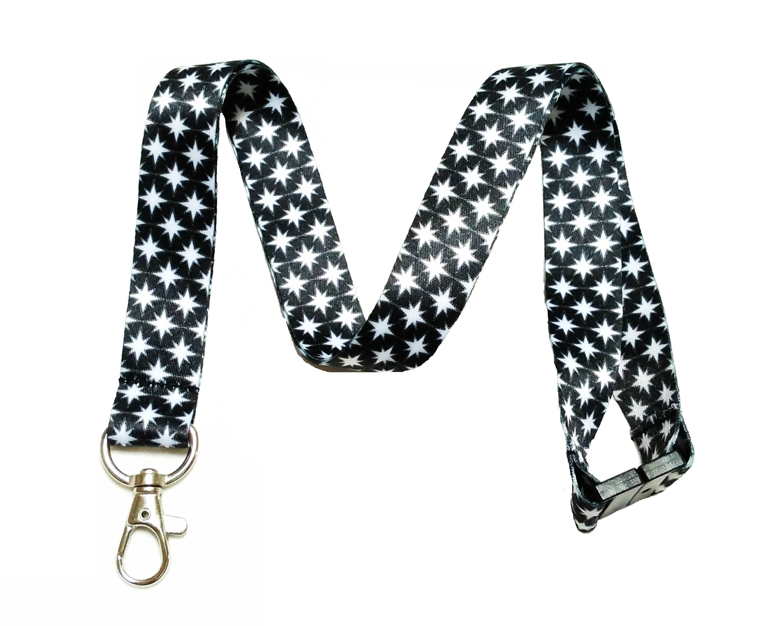 Break Away Black & White Print Lanyard Key Chain Id Badge Holder (Bright Stars)