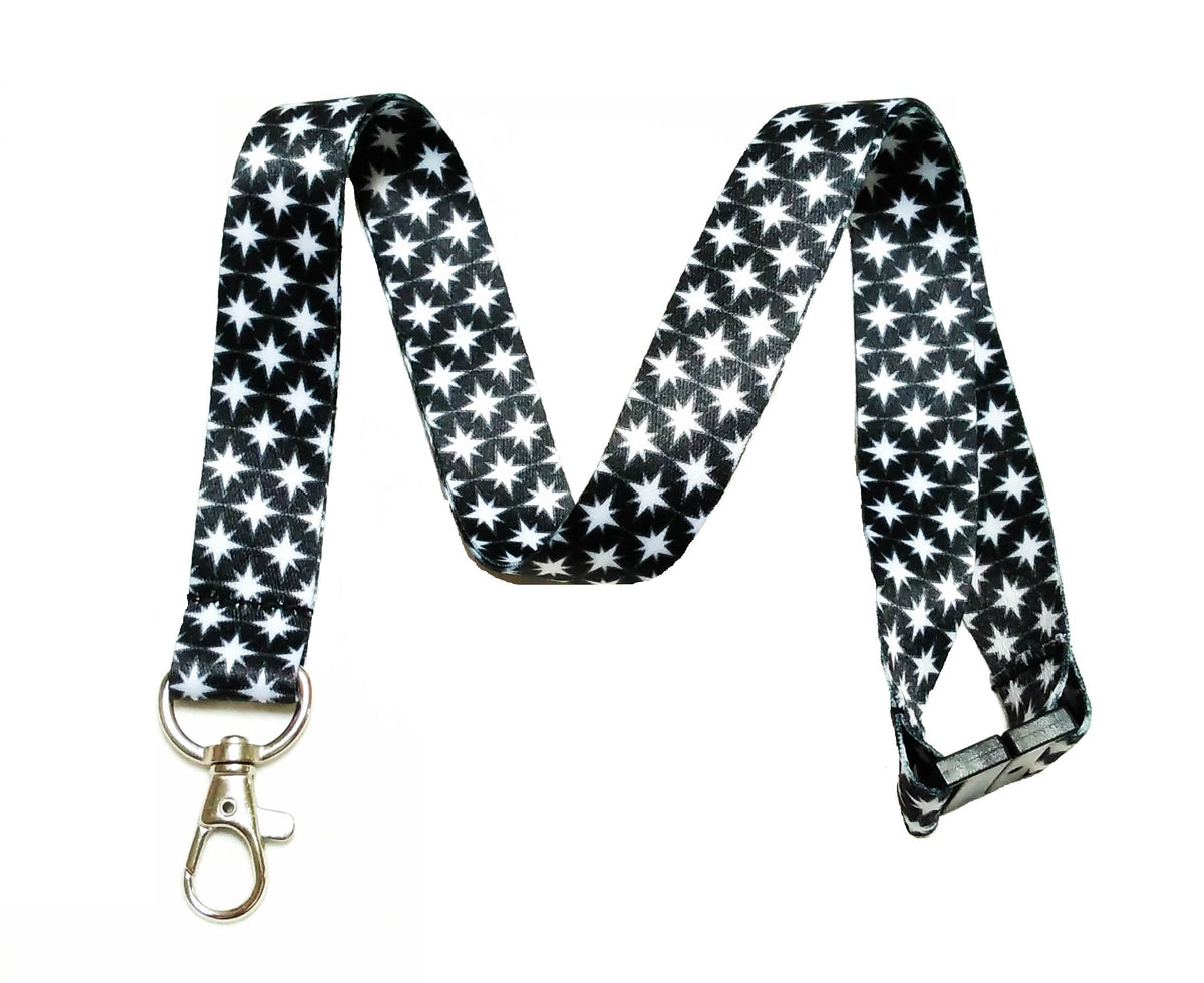 Break Away Black & White Print Lanyard Key Chain Id Badge Holder (Bright Stars)