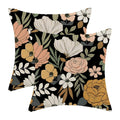 Betginy Spring Floral Throw Pillow Covers 16X16 Inch Set Of 2, Black Floral Decorative Outdoor Pillow Covers Rustic Modern Water
