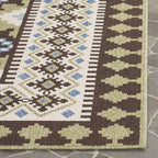 Safavieh Veranda Collection Area Rug - 6'7' X 9'6', Chocolate & Green, Boho Design, Non-Shedding & Easy Care, Indoor/Outdoor & Washable-Ideal For Patio, Backyard, Mudroom (Ver099-0624)