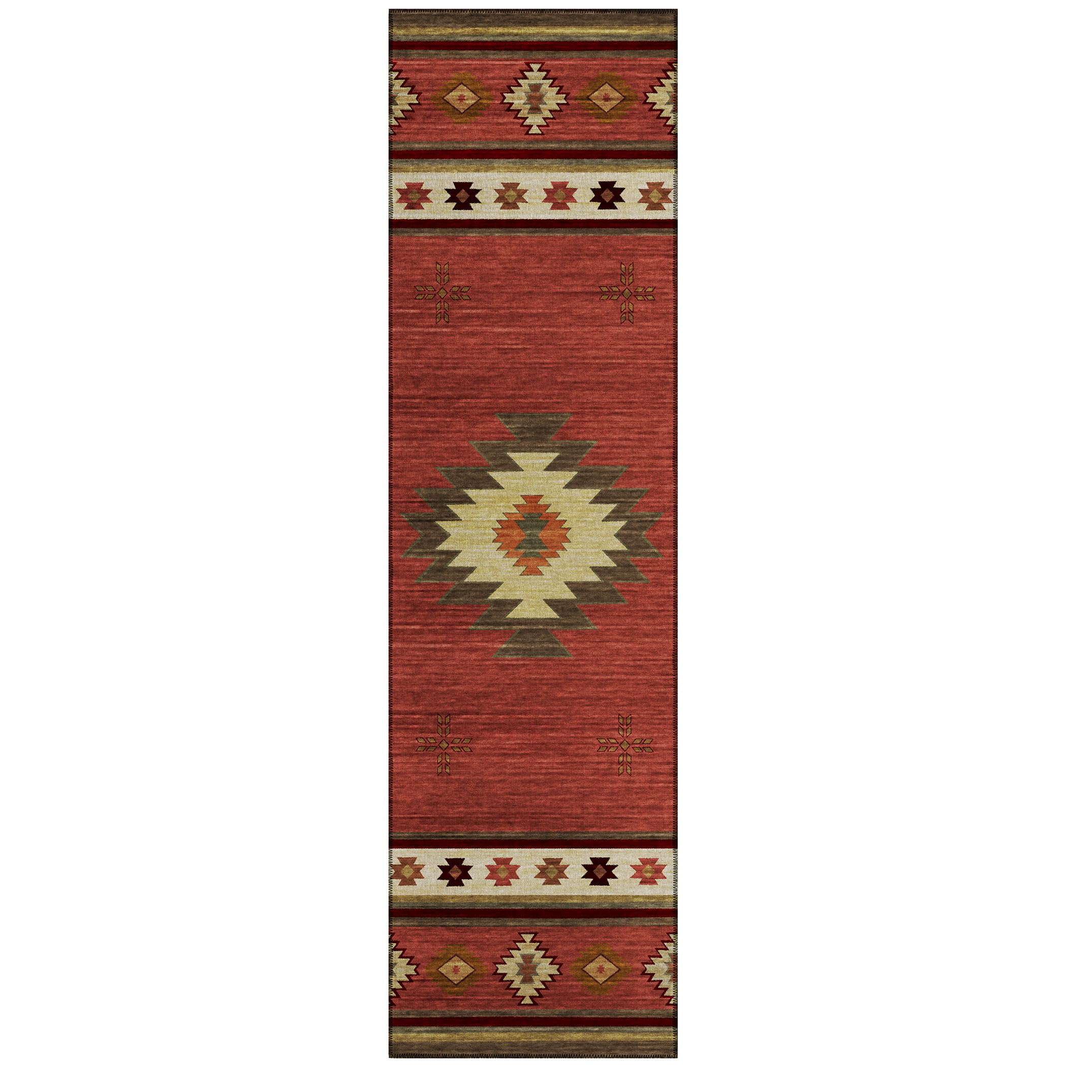 Addison Rugs Sonora ASO34 Red 2'3' x 7'6' Indoor Outdoor Runner Rug, Easy Clean, Machine Washable, Non Shedding, Bedroom, Livi