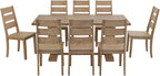 Crosley Furniture Joanna 9-Piece Modern Farmhouse Dining Table Set for 8 with Ladderback Chairs, Rustic Brown