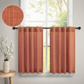 DANCURTON Terracotta Sheer Curtains Tier Linen Blend 30 W x 24 L