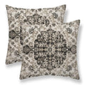 Sunshineyan Boho Throw Pillow Covers 20X20 Set Of 2, Black Brown Carpet Pattern Pillow Covers Ethnic Rustic Farmhouse Cushion Ca