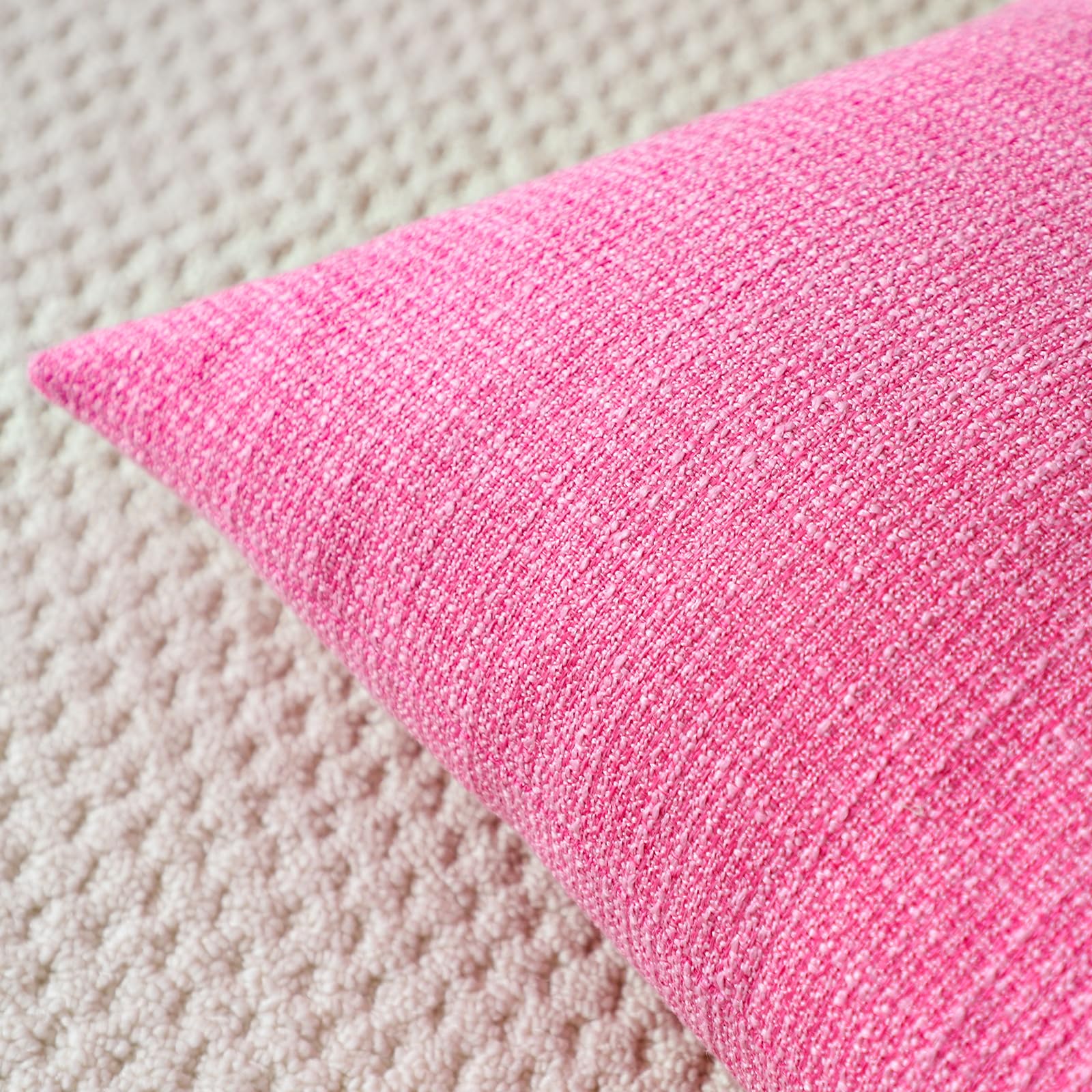 Otostar Linen Throw Pillow Covers Set Of 2 Decorative Square Pillowcases Cushion Covers 16X16 Inch For Home Decor Sofa Bedroom Car 40 X 40 Cm Rose Pink