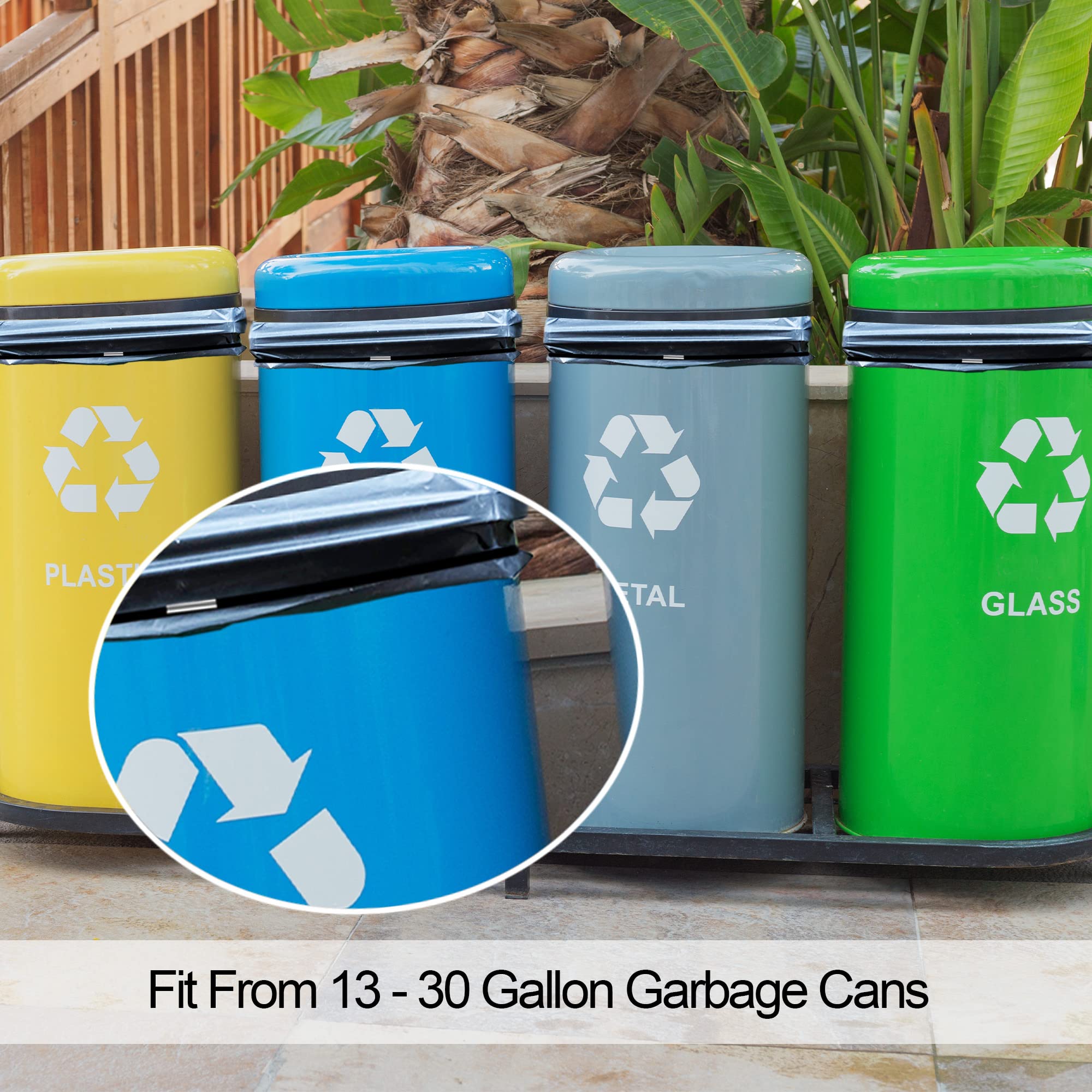 12Pcs Trash Can Bands For 13-30 Gallon Garbage Can 4.7Ft Rubber Trash Bag Holder Durable Elastic Trash Can Bungee For Home Kitch