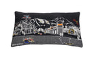 HomeRoots Grey 24' Black Jackson Nighttime Skyline Lumbar Decorative Pillow