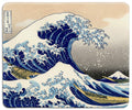 Dealzepic - Art Mouse Pad - Natural Rubber Mousepad Printed With Japan Art The Great Wave By Hokusai - Stitched Border - 9.5X7.9