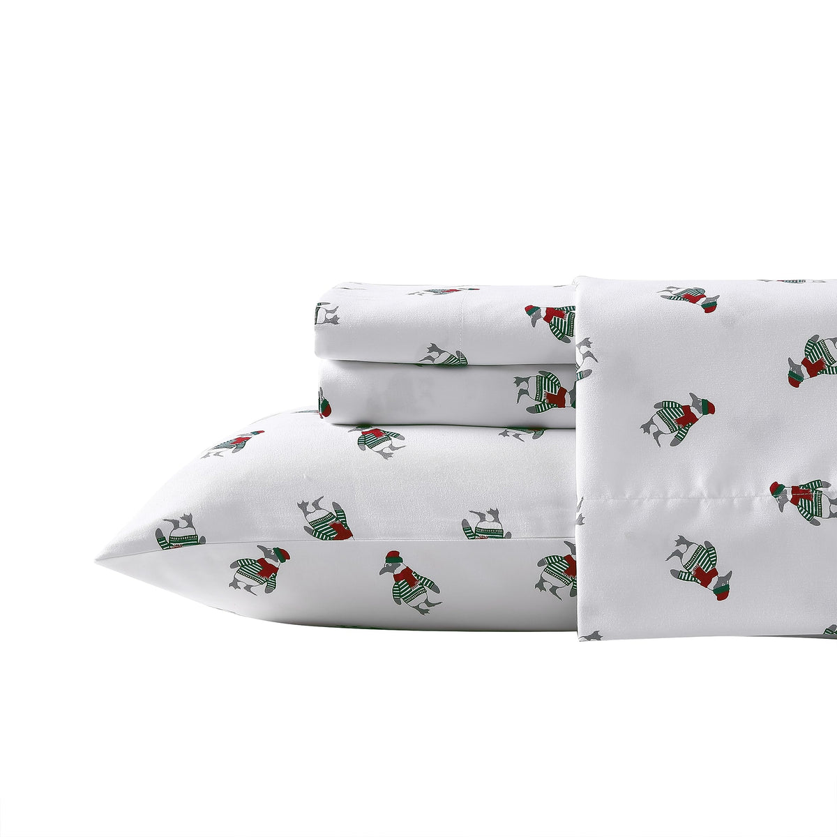 Nautica - Twin Sheet Set, Brushed Flannel Bedding Set, Soft & Cozy Home Decor (Penguin Toss, Twin)