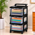 3 Layer Heavy Duty Plastic Storage Drawer With Wheels | Modular Cabinet For Bedroom, Office, Home | Chest Of Drawers Organiser F