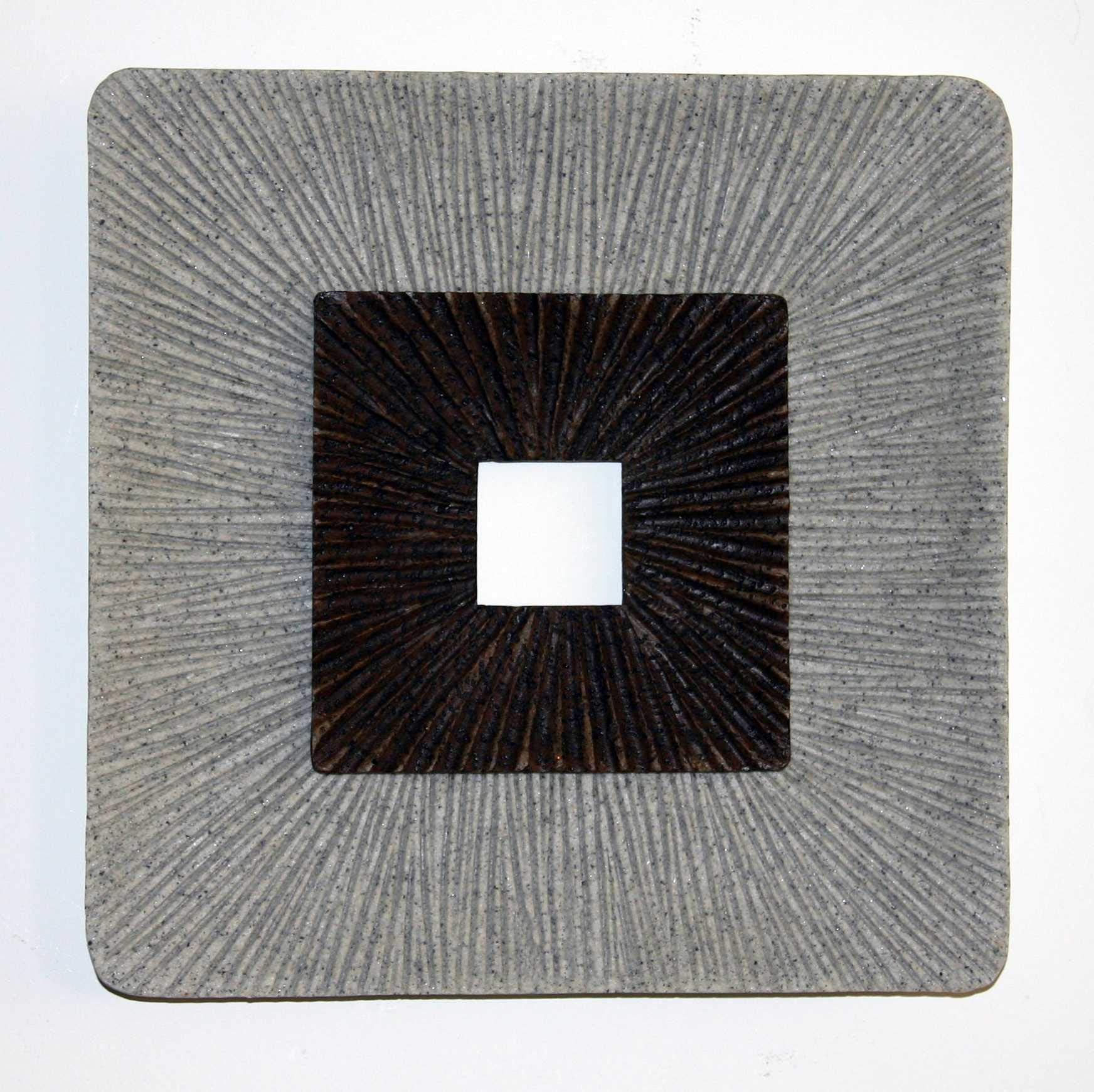 HomeRoots Brown; Gray Sandstone 19' X 2.36' Brown & Gray Enclave Square Ribbed Wall Art - Case of 2