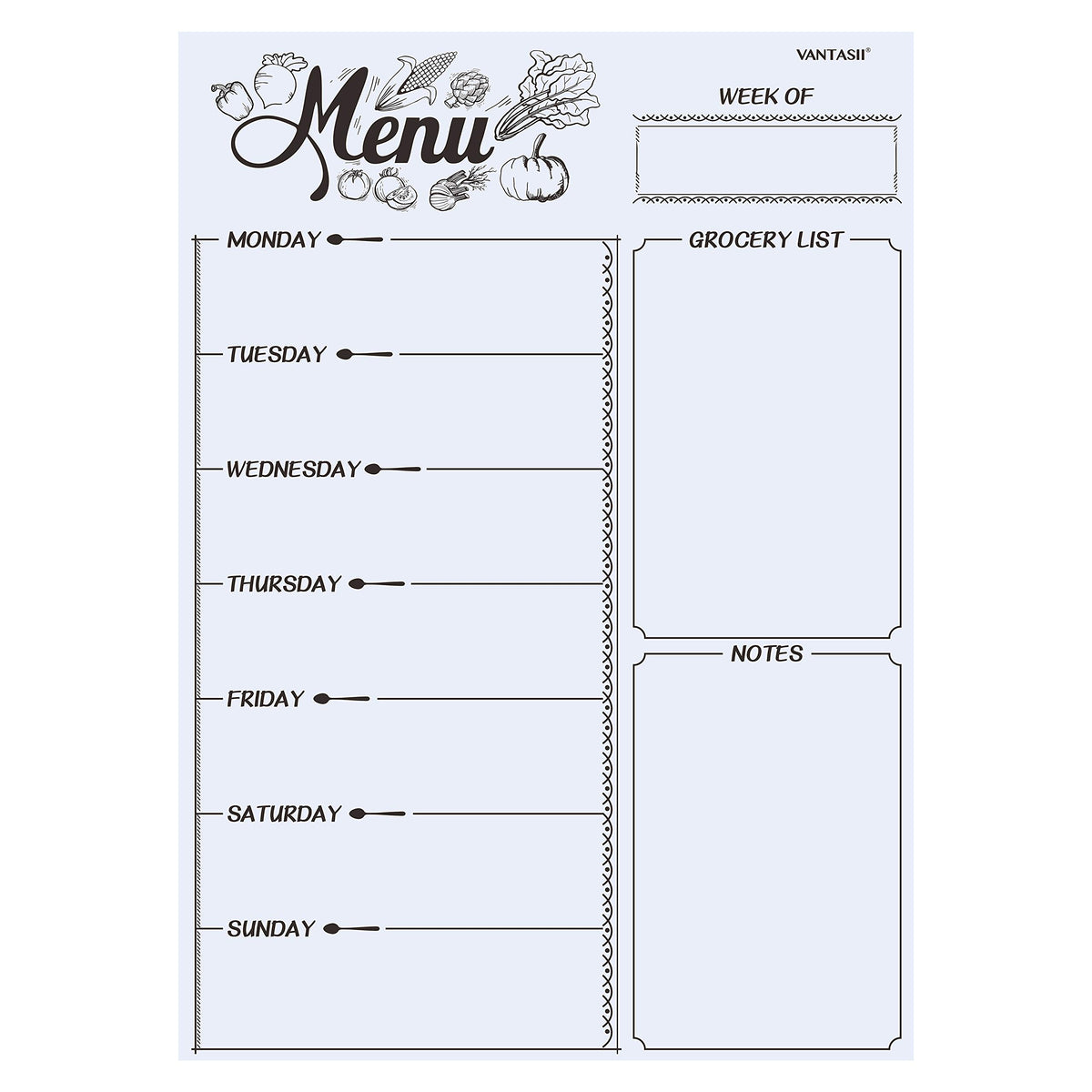 Magnetic Refrigerator Whiteboard,Weekly Menu, Meal Planner, Grocery Shopping List, Dry Erase Board, For Kitchen Fridge With 8 Co