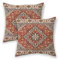 Betginy Boho Pillow Covers 18X18, Burnt Orange Grey Ethnic Design Outdoor Decorative Throw Pillows For Couch, Fall Carpet Patter