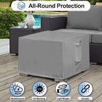 Outdoorlines Outdoor Waterproof Patio Ottoman Covers - Square Uv-Proof Patio Side Table Cover Windproof Heavy-Duty Furniture Covering Protector 28L X 28W X 17H Inch, Grey