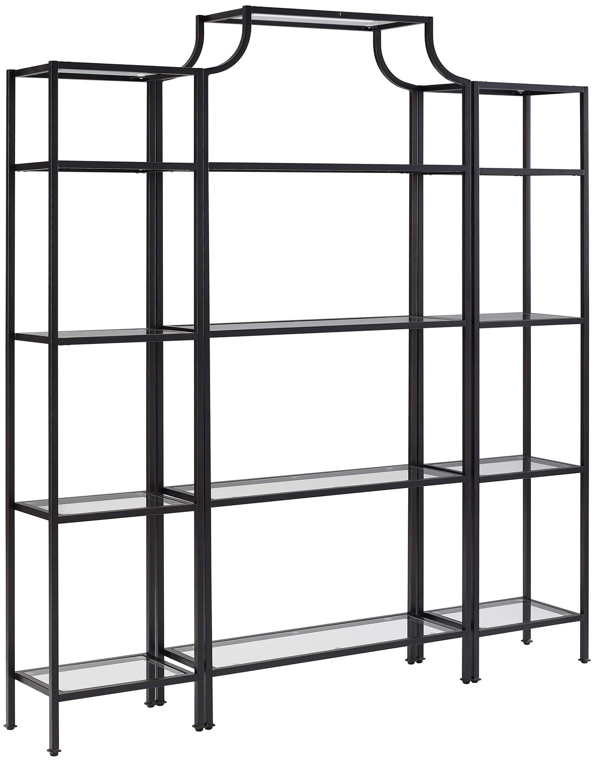 Crosley Furniture Aimee 3-Piece Bookshelf Set with Glass Shelves, Bookcase Storage, Oil-Rubbed Bronze