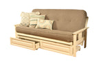 Kodiak Furniture Monterey Futon Set With Storage Drawers, With Antique White Base And Linen Stone Mattress