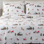 Great Bay Home 4 Piece 100% Turkish Cotton California King Christmas Flannel Sheet Set |Kids Holiday Printed Bedding Sheets & Pi