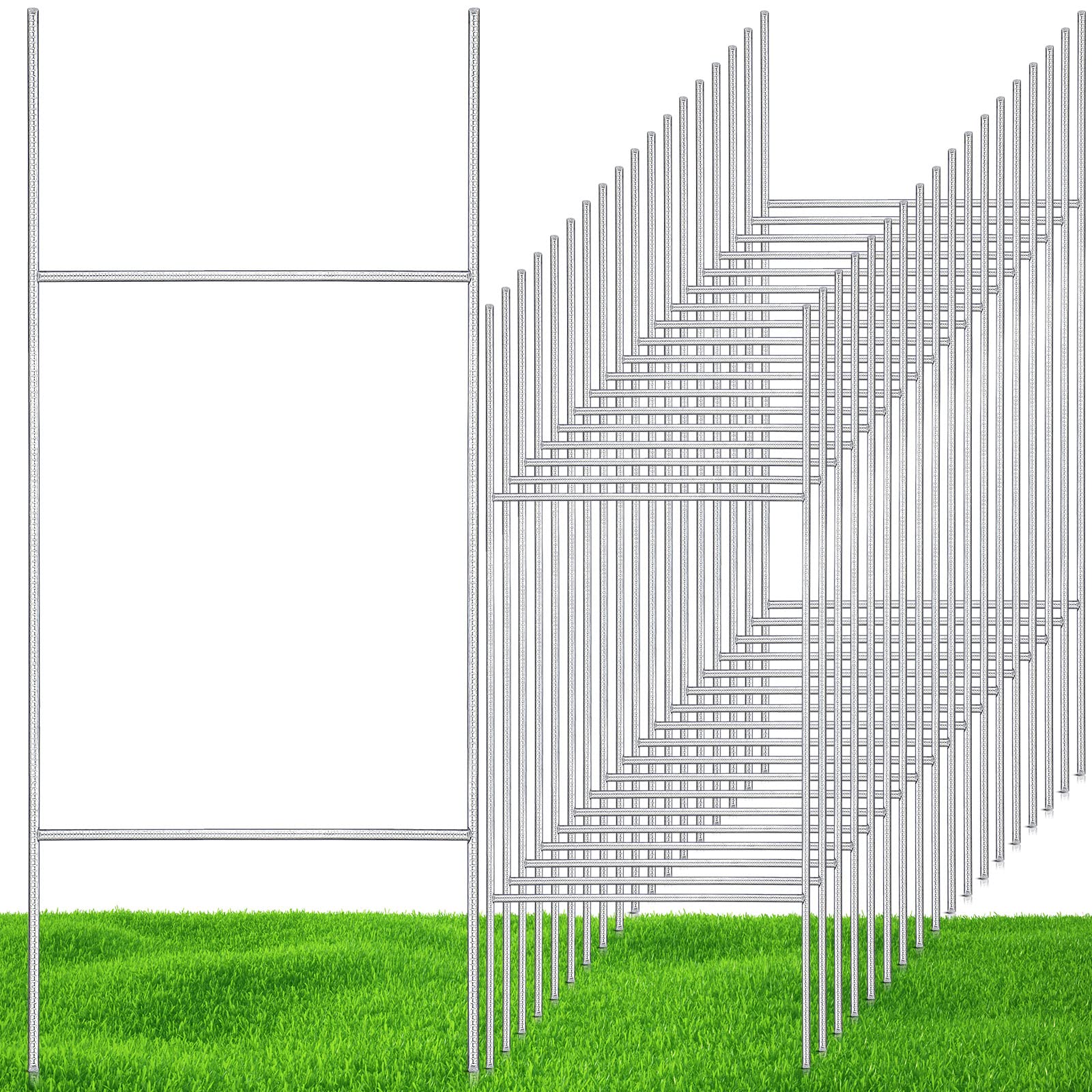 30 Pcs Yard Sign Stakes 30' X 10' Metal H Stakes Heavy Duty Frame Wire Stakes Weatherproof For 4Mm 5Mm Garage Sale Sign Corrug