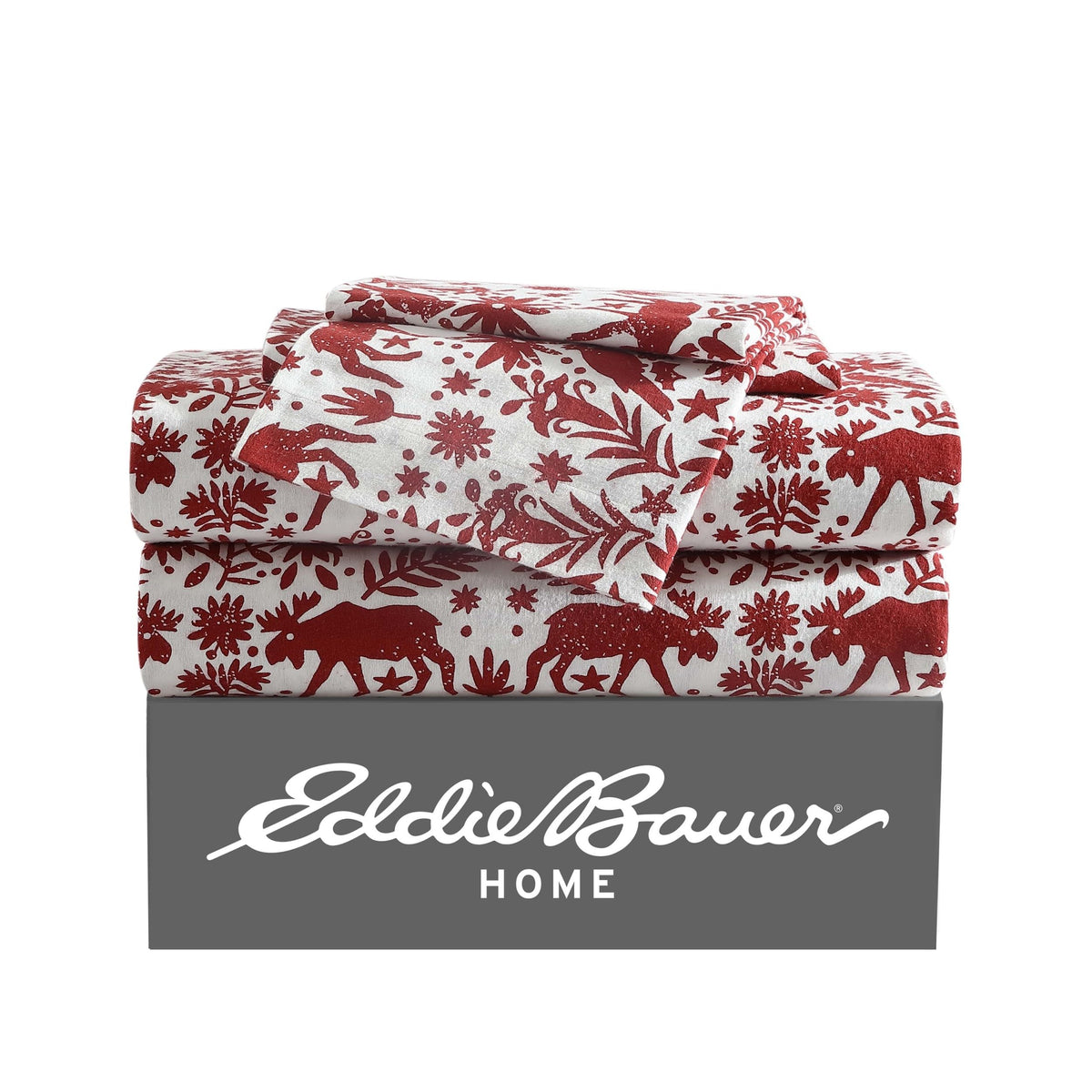 Eddie Bauer - Queen Sheets, Cotton Flannel Bedding Set, Brushed For Extra Softness, Cozy Home Decor (Birch Forest, Queen)