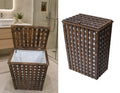 SSB Teak Wood Laundry Hamper with Lid, Slatted Design, Single Compartment Storage Basket (LaundryBin L)
