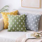 Miulee Set Of 2 Sage Green Decorative Throw Pillow Covers Rhombic Jacquard Pillowcase Soft Square Cushion Case For Summer Couch Sofa Bed Bedroom Living Room 20X20 Inch