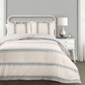 Lush Decor Farmhouse Stripe Reversible Cotton Comforter Set, 3 Piece Set, California King, Blue - Cozy Farmhouse Bedding Set - R