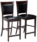 Coaster Furniture Jaden Transitional Upholstered Counter Height Dining Chair (Set of 2) Black Faux Leather Polyurethane Espresso Brown 100959