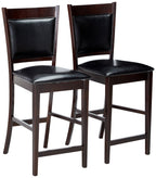 Coaster Furniture Jaden Transitional Upholstered Counter Height Dining Chair (Set of 2) Black Faux Leather Polyurethane Espresso Brown 100959