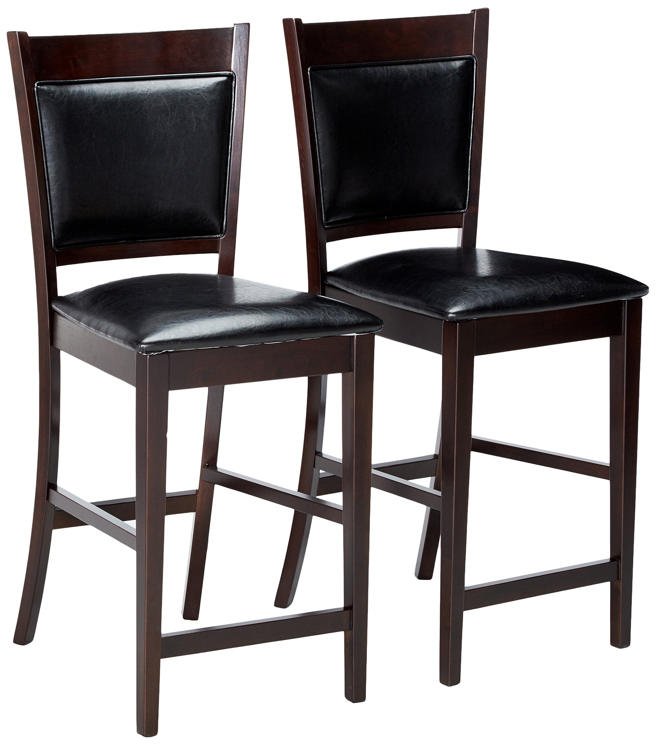Coaster Furniture Jaden Transitional Upholstered Counter Height Dining Chair (Set of 2) Black Faux Leather Polyurethane Espresso Brown 100959