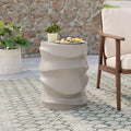 COSIEST Outdoor Side Table, 18H Patio Concrete Side Accent Table, Streamlined Lightweight Decorative Patio Garden Stools, Plan