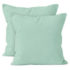 Cotton Canvas Throw Pillow Covers By Encasa Pack Of 2 Mint Green 20'X20' No Insert With Hidden Zipper | Decorative Cushion Cov