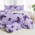 Artall Lightweight Microfiber Full/Queen Size 3 Pieces Comforter Set With 2 Shams, Purple Paisley Floral Butterfly Pattern All S