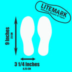 Litemark Durable Gloss Finish White 9 Inch Medium Size Footprint Decal Vinyl Stickers | Great For Floors, Ceilings, Walls, And M
