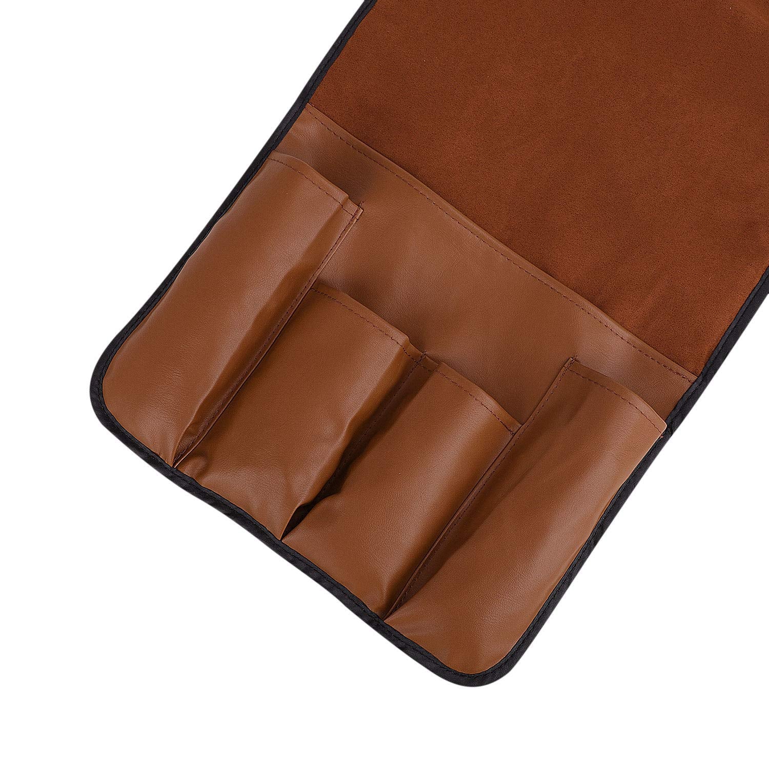 Luxury Leather Sofa Armrest Organizer, Non-Slip Couch Sofa Chair Caddy With 5 Pockets For Phone, Book, Magazines, Tablet, Remote