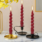 Red Spiral Taper Candlesticks Christmas Candles - 4 Pcs Twisted Tapered Candles Unscented For Halloween Wedding Home Decor, Rela