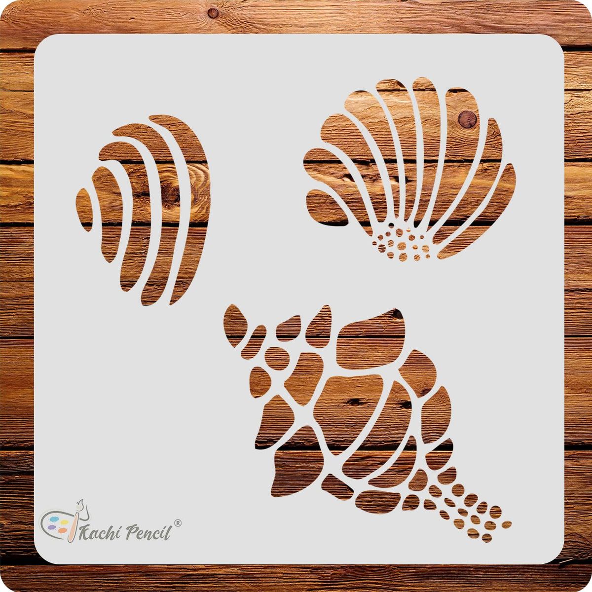 Kachi Pencil Ocean Seep Art and Craft Stencils for Painting, Size 6 x 6 inch Reusable Stencil for Painting, Fabric, Glass, Wall