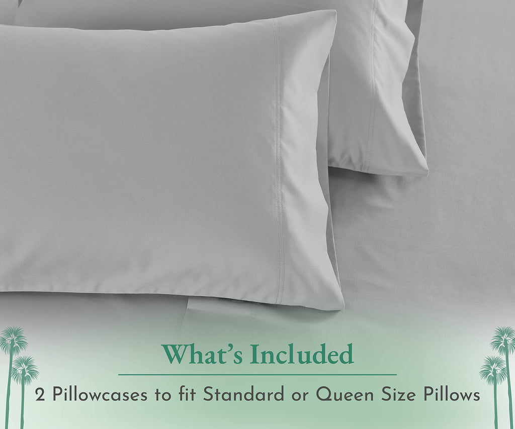 California Design Den Luxuriously Soft Hotel Quality 600 Thread Count, 100% Cotton Set Of 2 Cases, Crisp & Cool Light Gray Pillow Cases Standard Fits Standard & Queen Pillows (Light Gray)