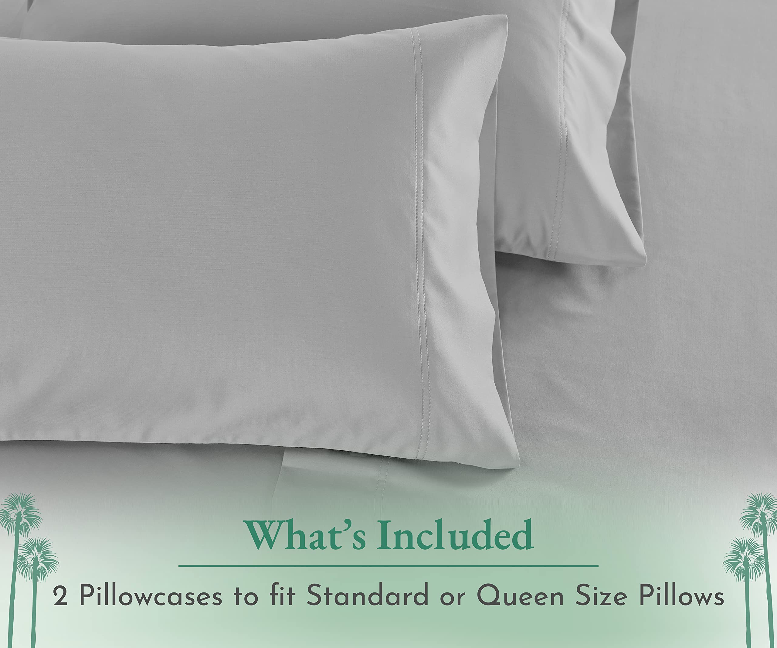 California Design Den Luxuriously Soft Hotel Quality 600 Thread Count, 100% Cotton Set Of 2 Cases, Crisp & Cool Light Gray Pillow Cases Standard Fits Standard & Queen Pillows (Light Gray)