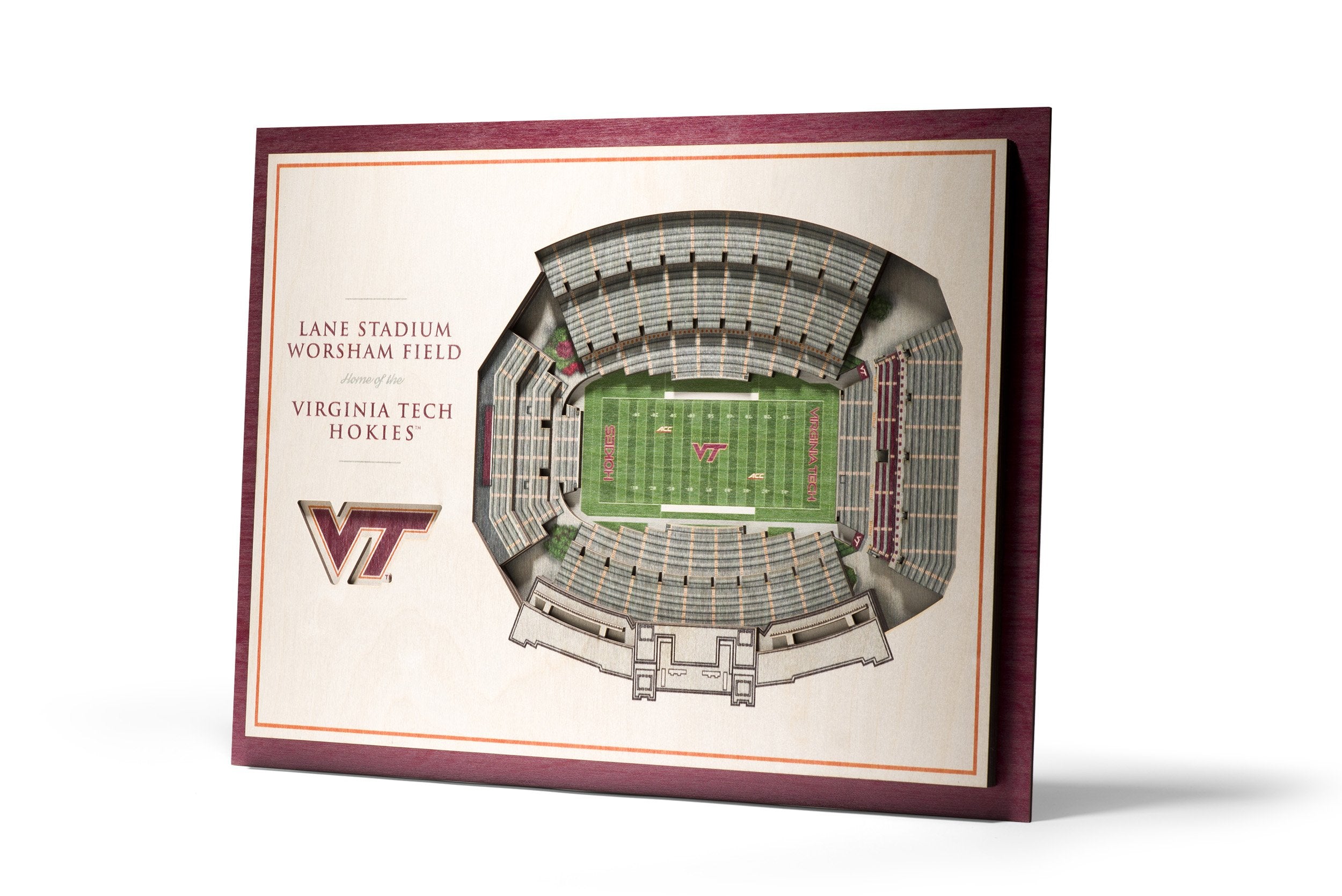 YouTheFan NCAA Virginia Tech Hokies 5-Layer StadiumView 3D Wall Art - Lane Stadium Worsham Field