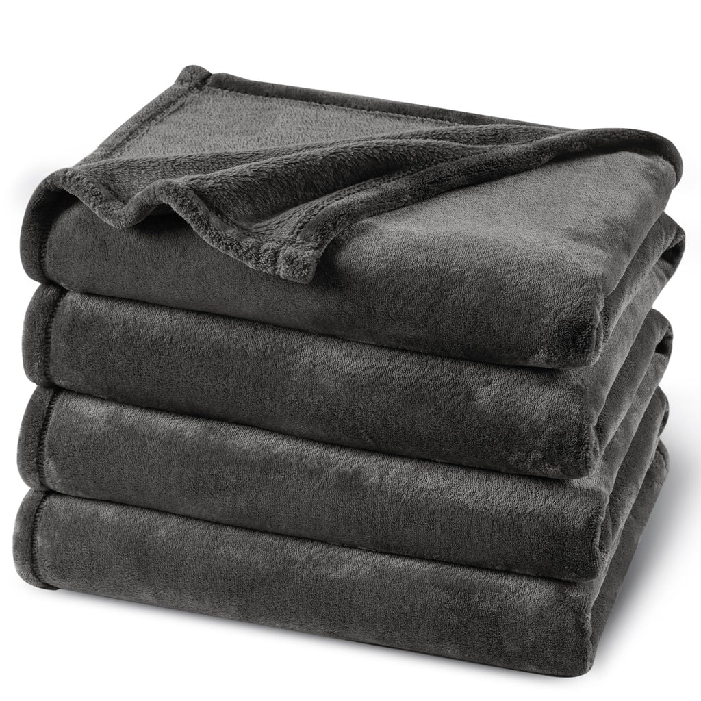 Phf Ultra Soft Fleece Blanket Twin Size, No Shed No Pilling Luxury Plush Cozy 300Gsm Lightweight Blanket For Bed, Couch, Chair, Sofa Suitable For All Season, 66' X 90', Dark Grey