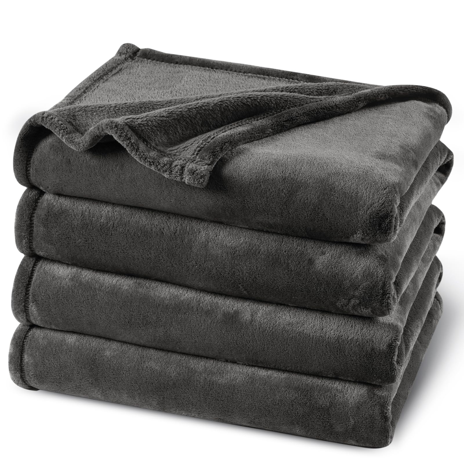 Phf Ultra Soft Fleece Blanket Twin Size, No Shed No Pilling Luxury Plush Cozy 300Gsm Lightweight Blanket For Bed, Couch, Chair, Sofa Suitable For All Season, 66' X 90', Dark Grey