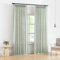 Vision Home Soft Green Pinch Pleated Semi Sheer Curtains Textured Linen Blended Light Filtering Window Curtains 108 Inch For Liv