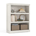 LINSY HOME 3-Tier Bookcase and Bookshelf, Small Wood Display Storage Shelves Farmhouse Bookshelf for Home Office, Living Room, B
