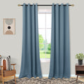 Mrs.Naturall Stone Blue Grommet Blackout Curtains For Bedroom 52X96 Incesh Long