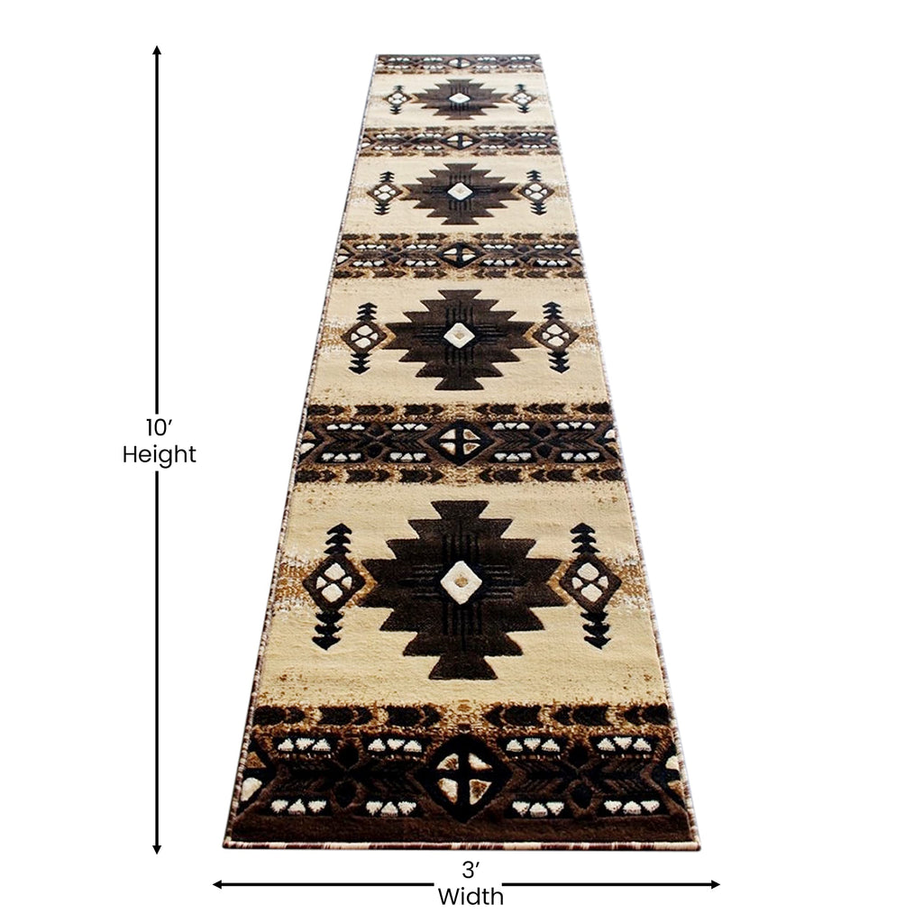Flash Furniture Mohave Traditional Southwestern Style Area Rug - Rustic Brown Accent Rug - 2' X 10' - Olefin Fibers With Jute Backing