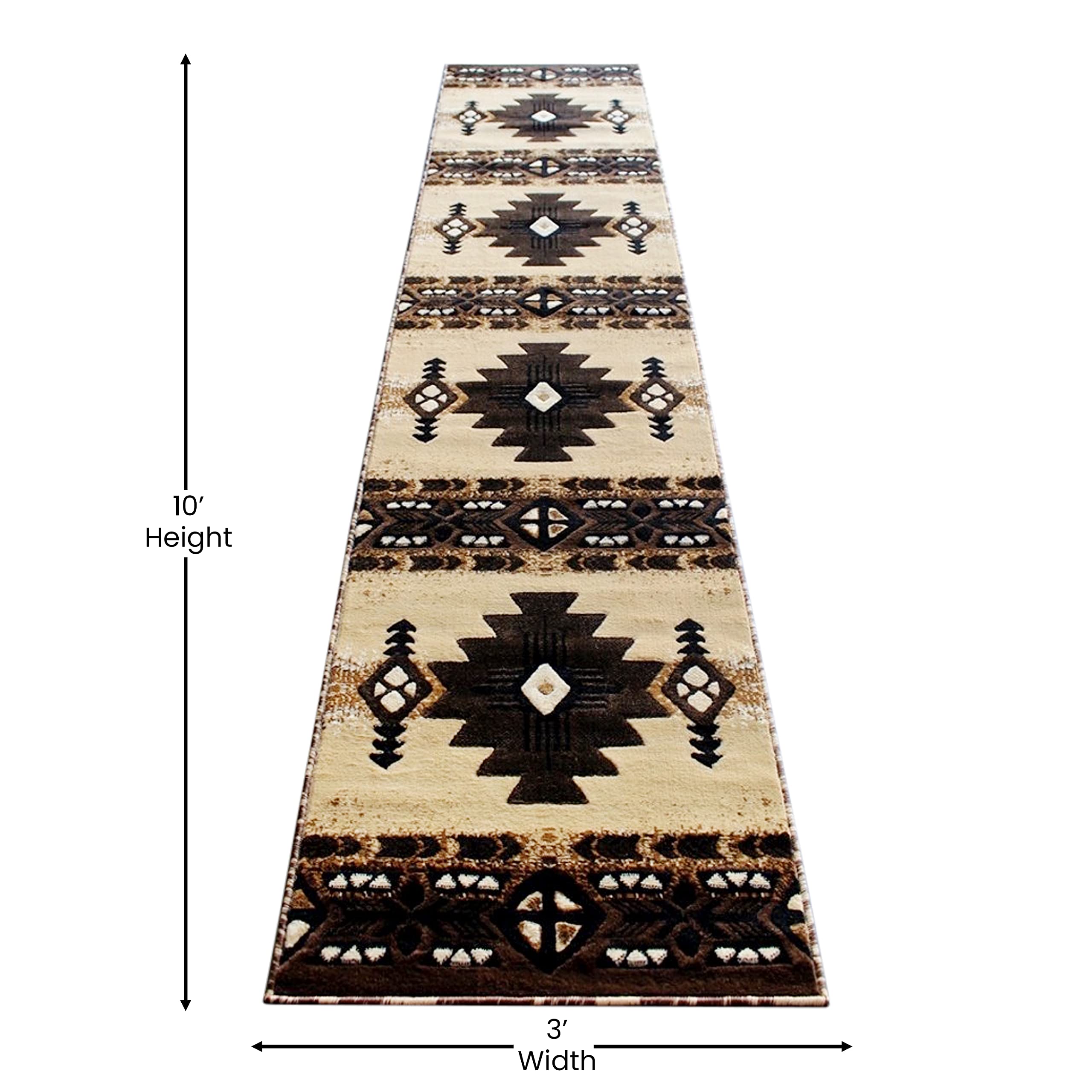 Flash Furniture Mohave Traditional Southwestern Style Area Rug - Rustic Brown Accent Rug - 2' X 10' - Olefin Fibers With Jute Backing